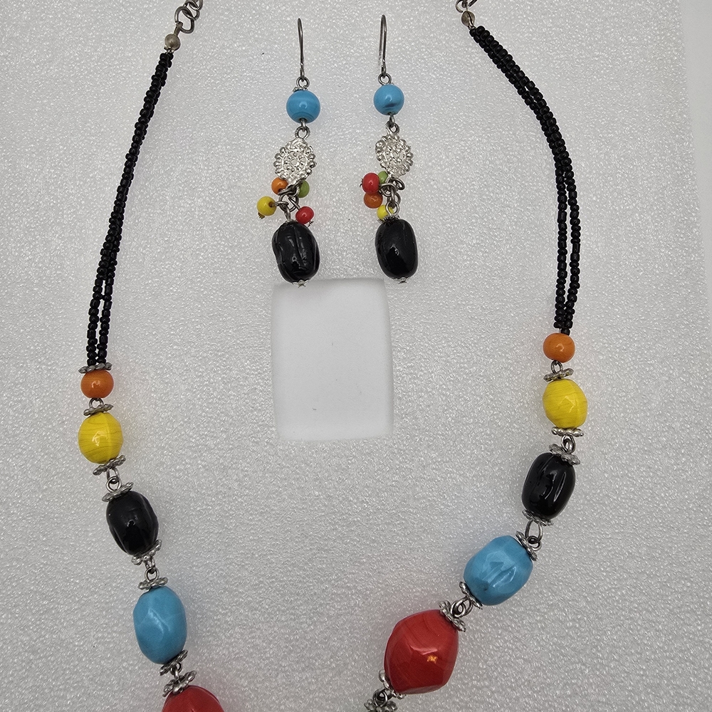 Colorful Beaded Necklace and Earring Set